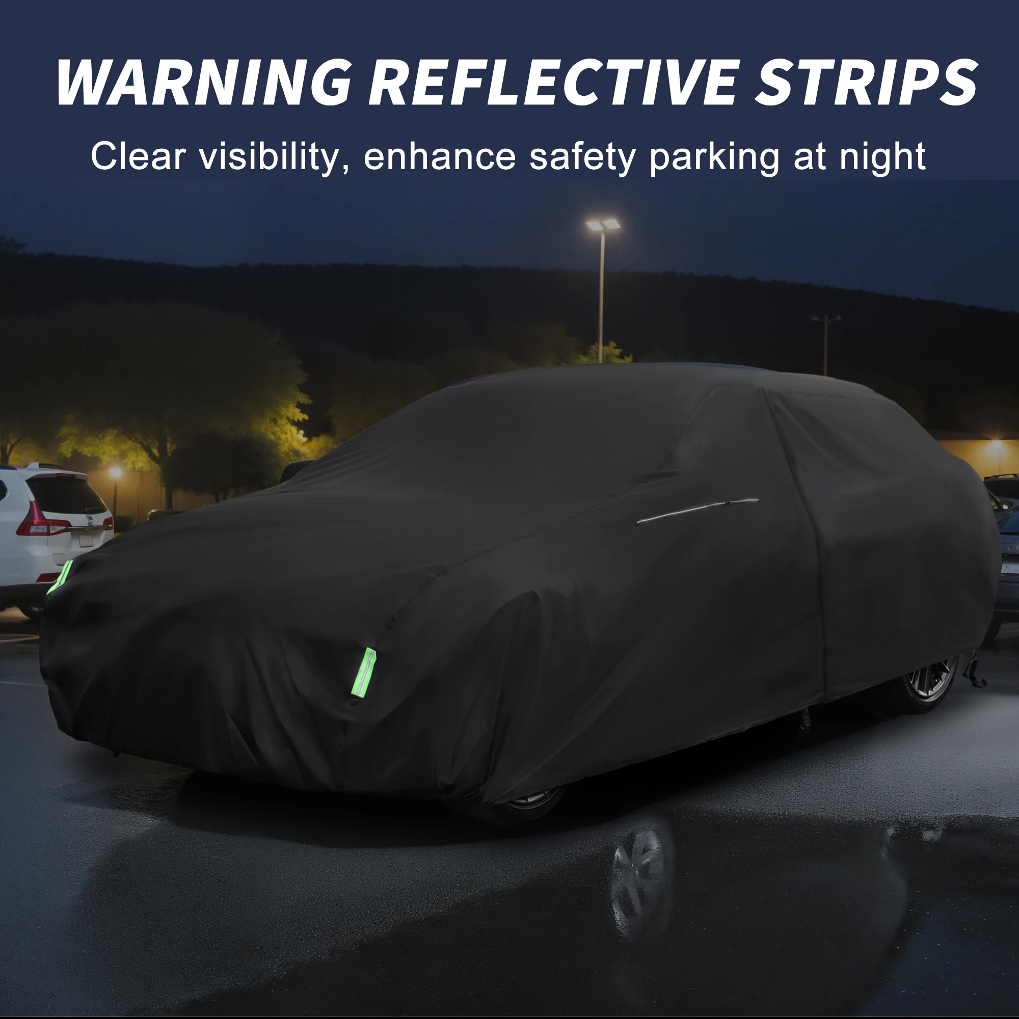 UXCELL 210D-PU cubierta Universal impermeable para coche con hebilla a prueba de viento bolsillos para espejo sol lluvia nieve polvo protección UV cubiertas para sedán