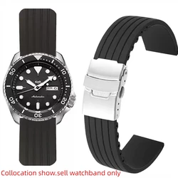Safety buckle rubber watch strap Men 20 22mm For Seiko PROSPEX SKX007 Water Ghost Abalone Casio MDV-106 Silicone soft Watchband