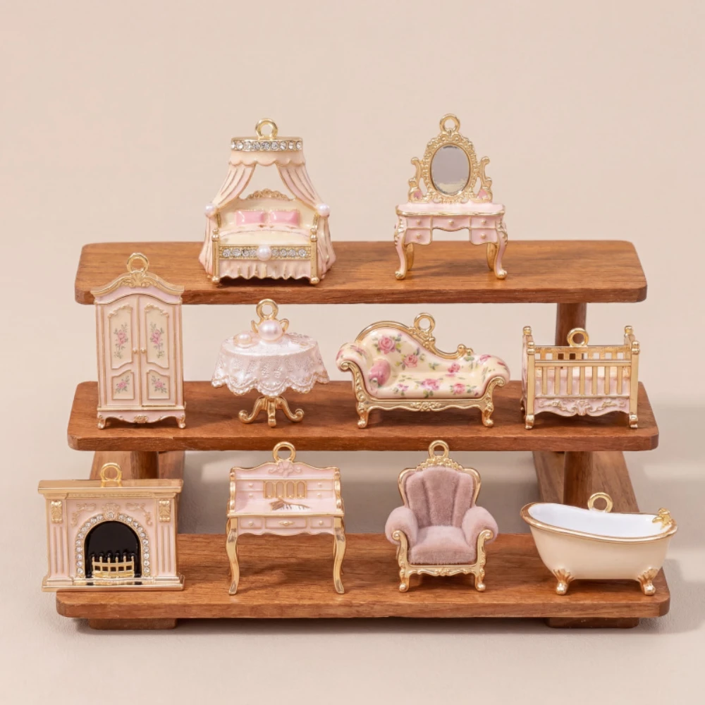 Einfache Tägliche Niedliche Rosa Serie Sofa Babybett Kleiderschrank DIY Anhänger Charms Schmuckherstellung – Detail 2