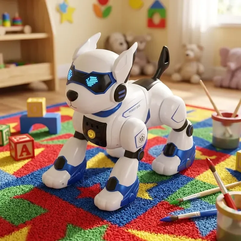 Smart Interactive Robot Dog Toy Remote Control Voice Activated Multifunctional Plastic Wheeled Pet Companion Gift for Kids