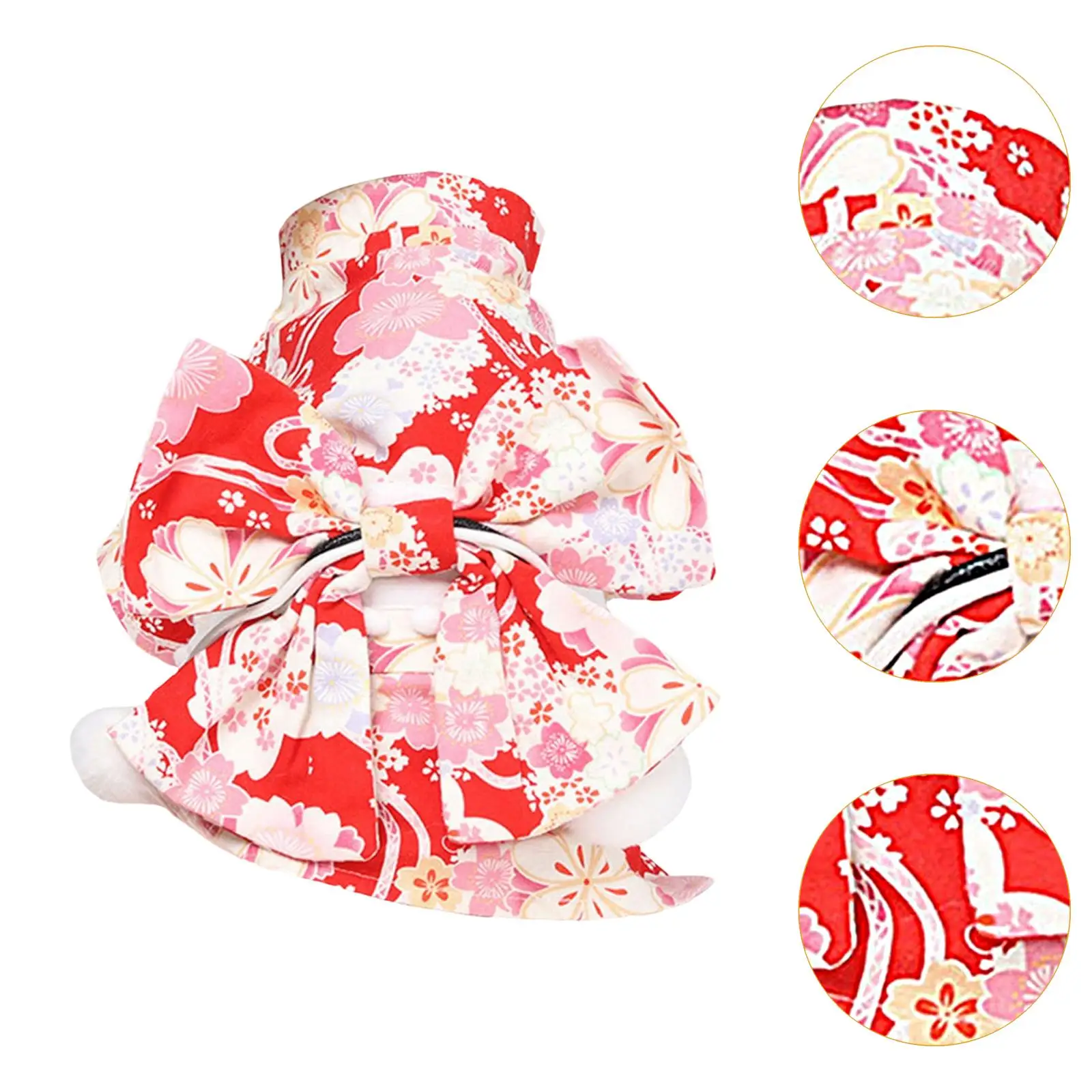 Cat Kimono Dress Autumn and Winter Cute Pet Dress Cat Costume Flower Pattern Clothes for Kitten Puppy Pet Supplies