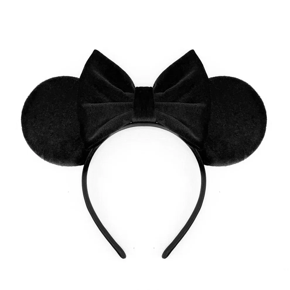 Disney Mickey Girl Velvet Ear Headband Soft Butterfly Knot Headband Halloween Party Christmas Hair Accessories