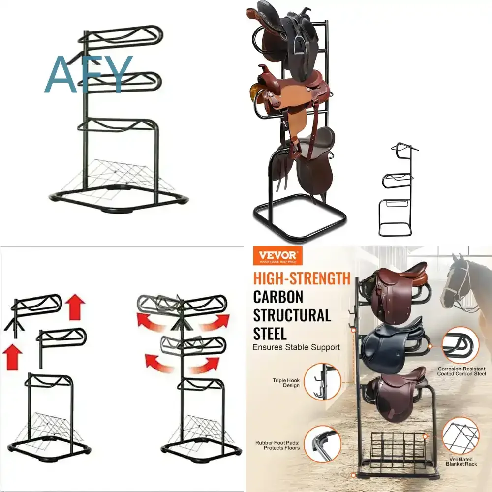 Black Iron Horse Saddle Rack for Tack Pad and Accessories for Horse Tack Storage Organizer Wall Mounted Saddle Holder for