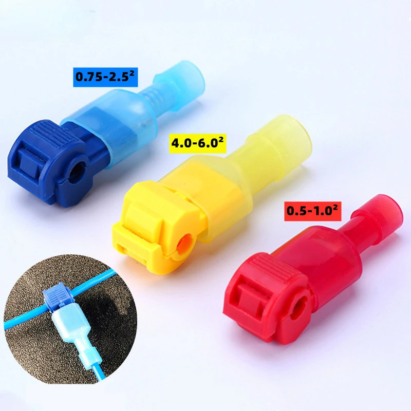 10 Pairs Electrical Connector Connection Clamps, T-shaped Terminal Blocks,Quick-Free Stripping Plugs,Cable Connector Plug