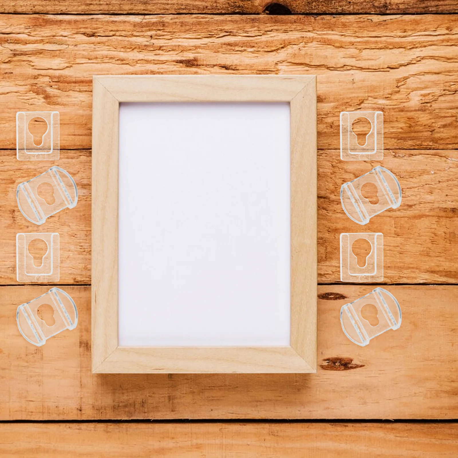 

8pcs Photo Album Hangers Transparent Acrylic Keyhole Hangers For Picture Frames Shelf Hanging Tool Mirror Mount Clips Frame