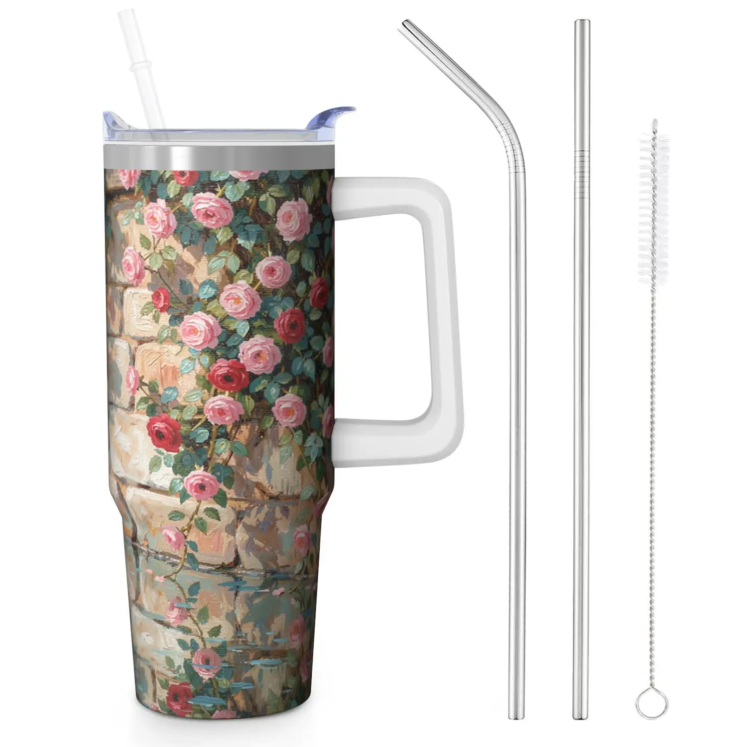 1ps 30 Oz Handle with Straw, Convenient And Portable to Carry, Reusable, Suitable for Sports And Leisure Activities. The Entire Structure Is Made of Stainless Steel