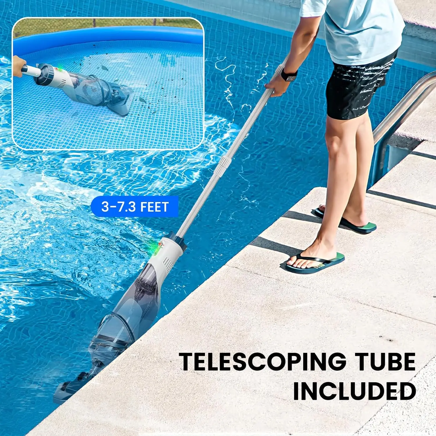 Cordless Pool Vacuum for Above Ground Pool and Pool(2025 Upgraded),60-Minute Runtime