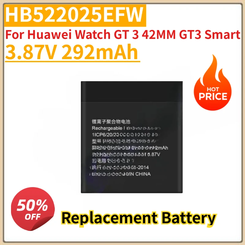 

New HB522025EFW Mobile Phone Battery 3.87V 292mAh New Replacement Watch Battery For Huawei Watch GT 3 42MM GT3 Smart