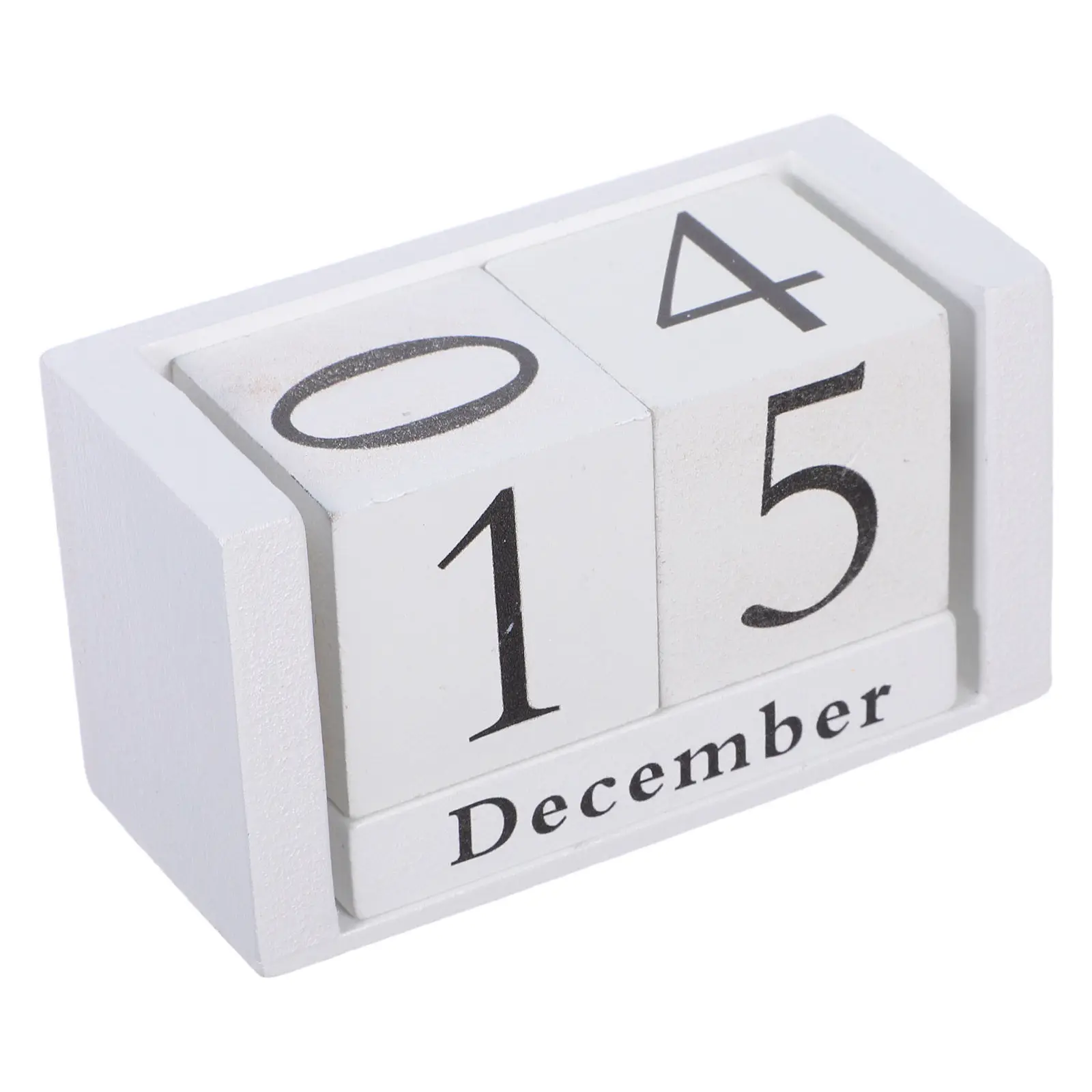 

Vintage Wooden Perpetual Desk Calendar Adjustable Wood Block Date Display Month Day Reusable Desktop Block Calendar for Office