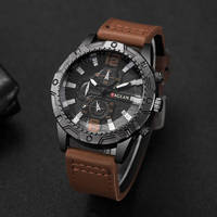 Fashion Leather Strap Men Quartz Watch Casual Large Dial Sports Wristwatch for Mens Clock Reloj Hombre(Without Box)