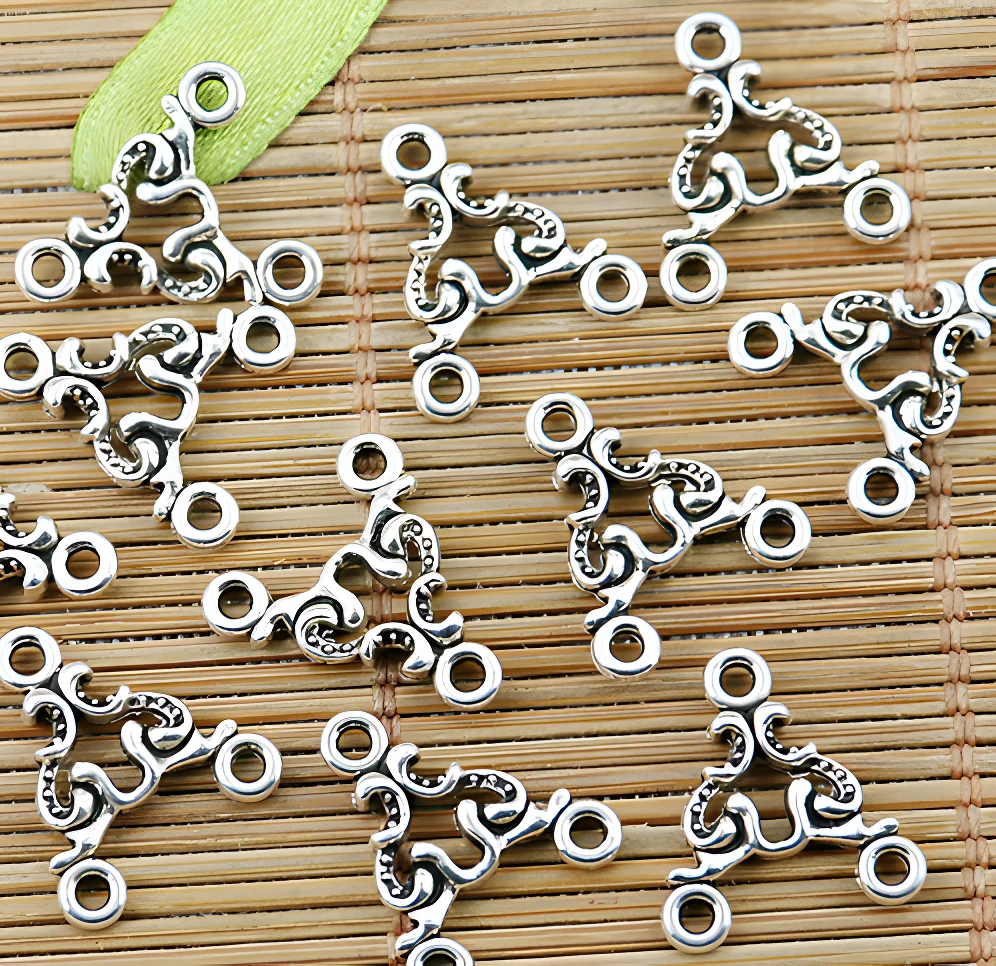 

30pcs 16mm Alloy matel tibetan silver 3holes connectors HWEF1360