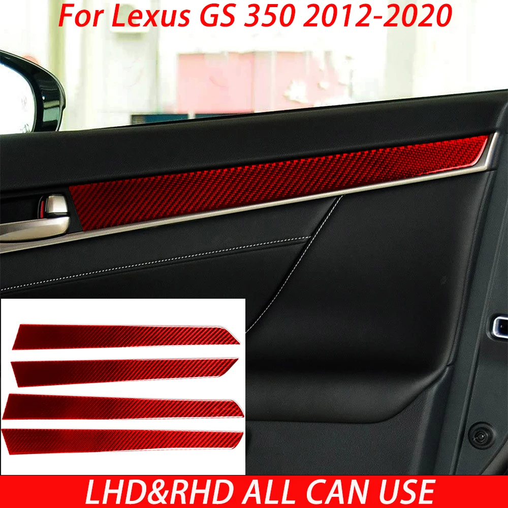 For Lexus GS 350 2012--2020 Black Carbon Fiber Interior Door Panel Trim Car Accessories Modifications Decorations Gift Stickers
