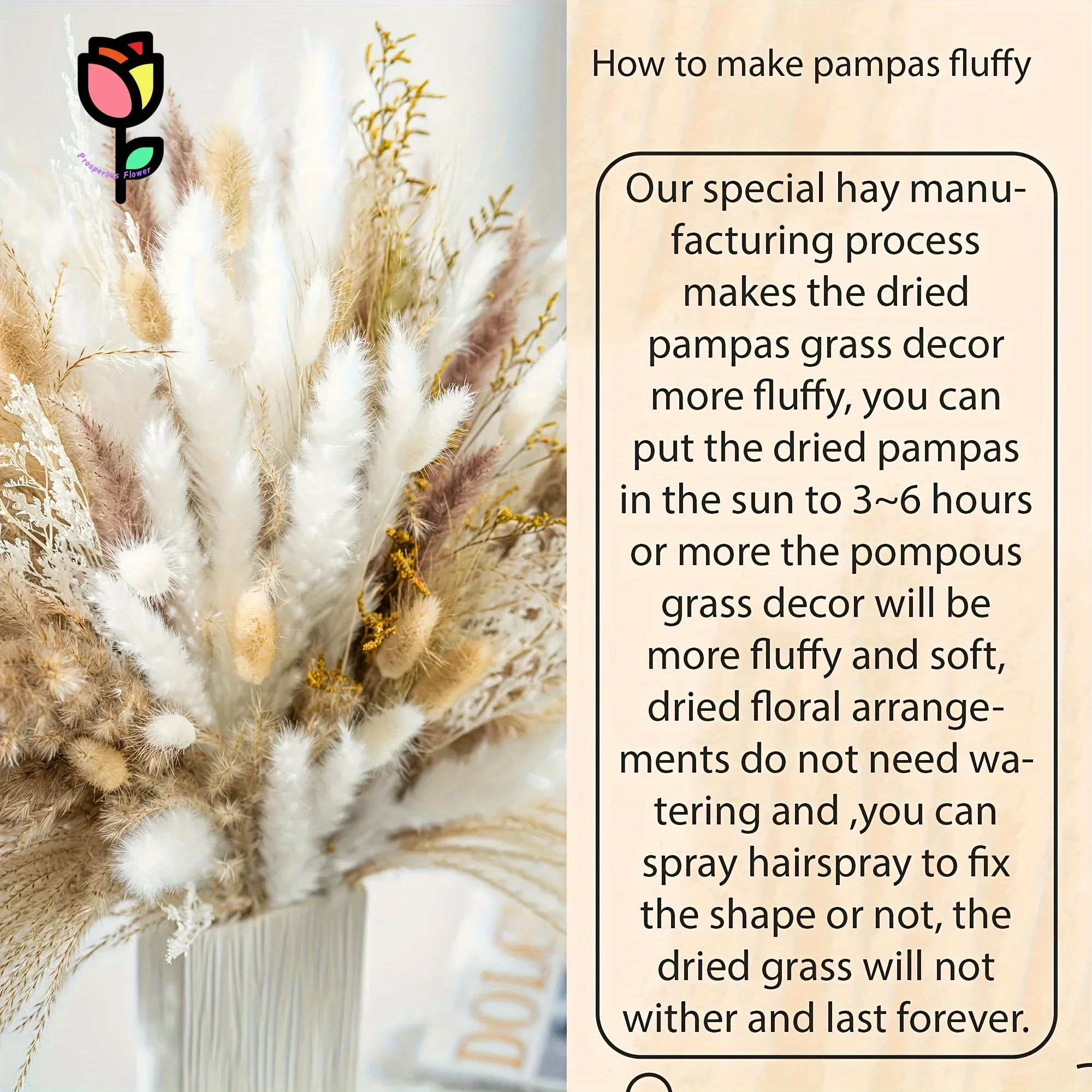 120pcs Natural Preserved Flowers Pampas Grass Bouquets Boho Home Decor Dried Flower Fluffy Bunny Tail Nordic Country Decoration