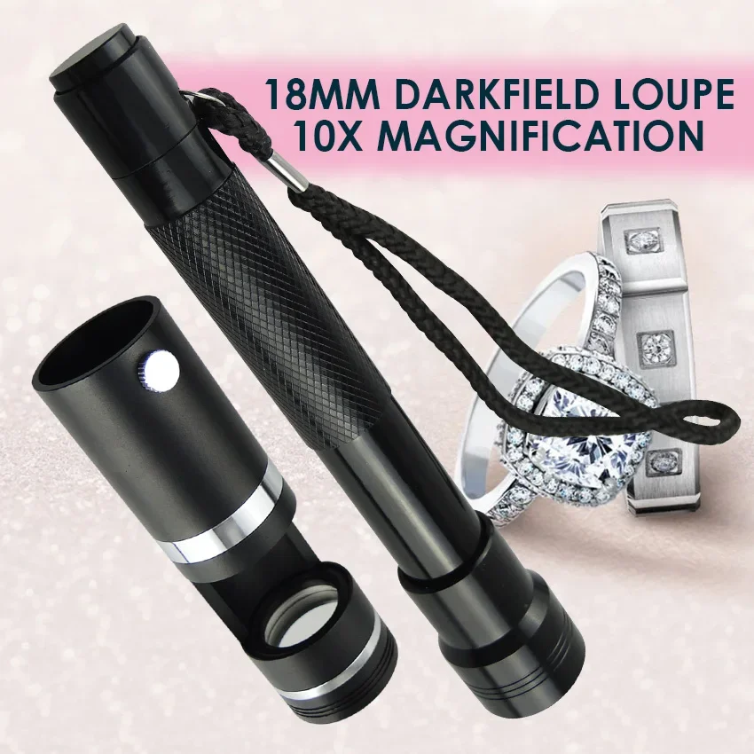 

Portable Dark Field 10x Magnification Loupe Gem Gemstone Gemology Tester with 18mm Diameter Viewing Lens