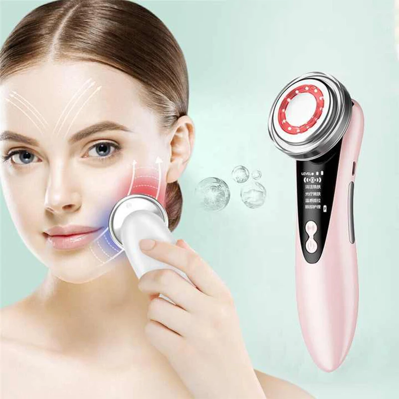 Massaggiatore facciale multifunzione 5 in 1 Strumenti per la cura della pelle Dispositivo per la bellezza del viso Massaggiatore rassodante per il viso con rimozione del doppio mento