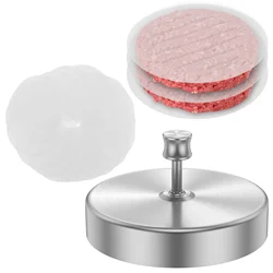 Burger Press with 100 Patty Papers Stainless Steel Hamburger Patty Maker Adjustable Thickness Burger Press Patty Maker Non Stick