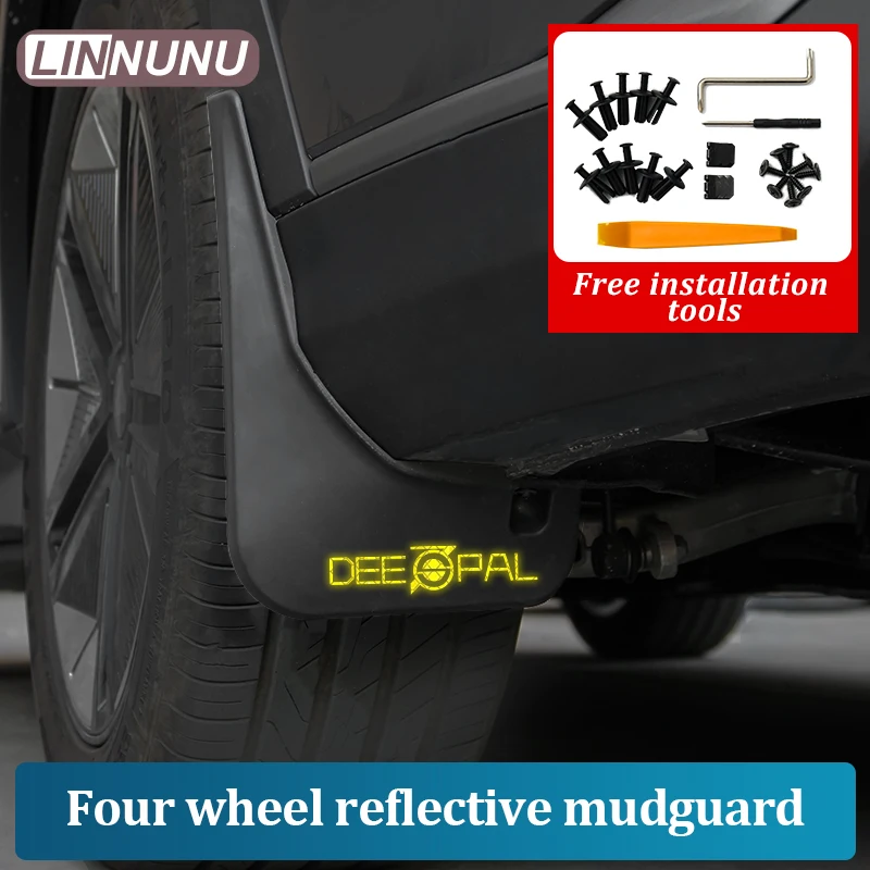 Linnunu for Deepal S07 L07 Sl03 Car Mudguards Front and Rear Four-Wheel Mud Flaps No Drilling Required with Reflective Stickers Mudguards to Prevent