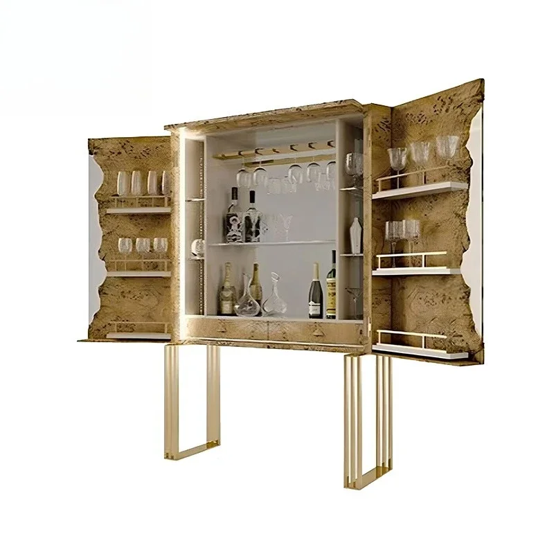 الفن الفاخر الخفيف المصنوع من الفولاذ المقاوم للصدأ El wi ne cab inet، مصمم منزل الفيلا الصلبة woo d Advanced creat ive #1