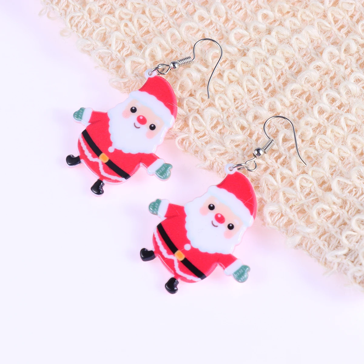 Pendientes de Navidad para mujer, bonito Papá Noel, Material ecológico, diseño creativo, Idea de regalo, accesorios para fiesta y boda