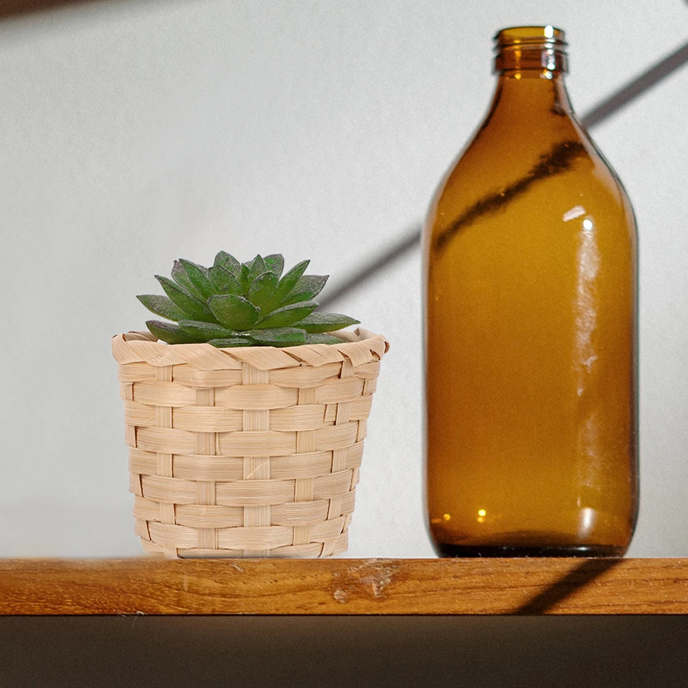 

6Pcs Woven Bamboo Storage Basket Compact Light Design for Kitchen Pen Stationery Makeup Brush Organizer Multi-Function Flower