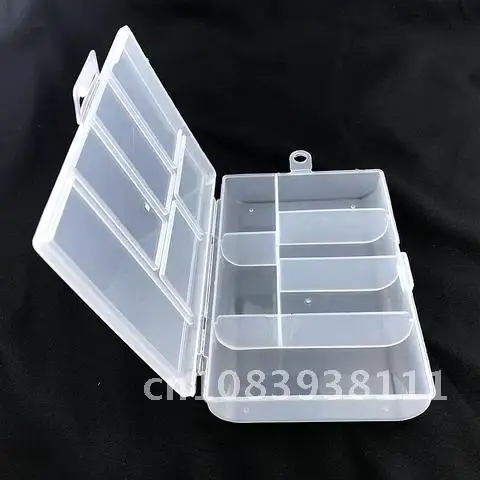 Transparent Rectangle Storage Boxes 6 Grids 1pc 12cmx8cmx1.7cm For Buttons Beads Medicine Containers Case