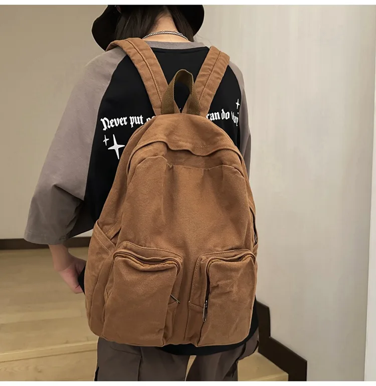 Women's Large Capacity Casual Canvas Multi-Layer Backpacks Fashionable Knapsacks Travel School Bag for Outdoor Camping Hiking