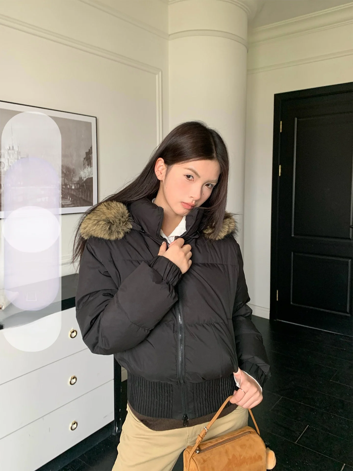 

Bla Du down Hooded Jaet Women's ort Thiened Puffer Coat Winter Warm Casual Sle Commute Friendly Removable Collar