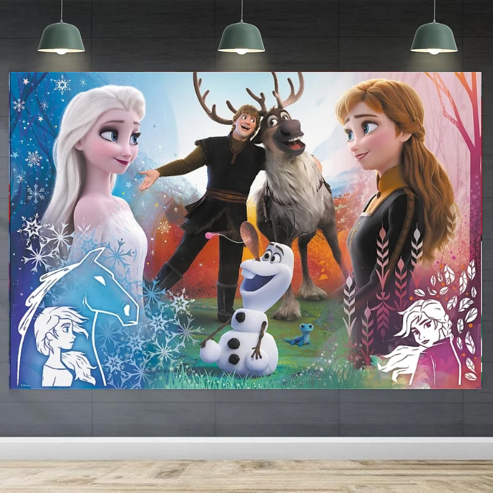 エルサアンナ写真撮影の背景子供女の子誕生日パーティー氷雪バナー寝室の装飾背景は名前をカスタマイズすることができます