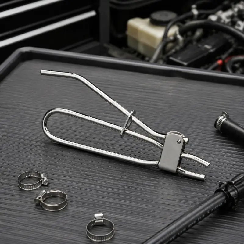 Automotive Line Clip Pliers with 2 Curved Gripping Tips, Hinged Head, Long Loop Handles and a Sliding Lock for Fuel D7YA