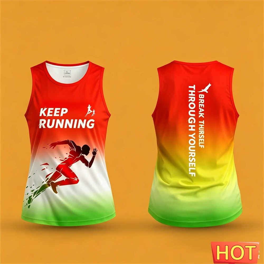 Outdoor Track Field Marathon Training Tank Top Professional Running Sports Male Vest Fashion Gym T-shirt Summer Y2k Unisex Tees
