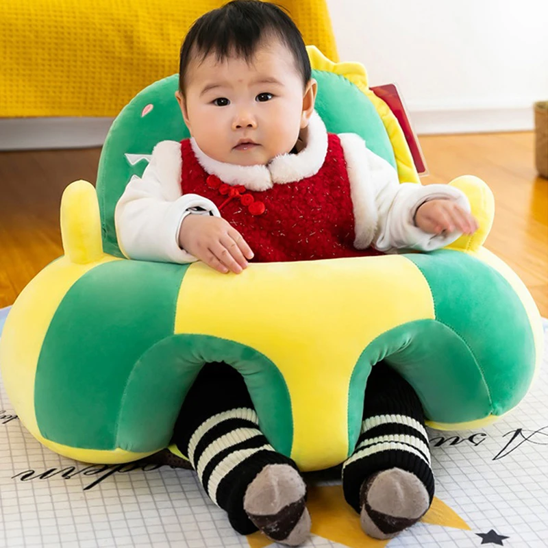 Juste de siège de soutien de canapé pour bébé, chaise en peluche pour apprendre à s'asseoir, chaise confortable, bouffée de accent de dessin animé, chaise longue lavable au sol pour tout-petit