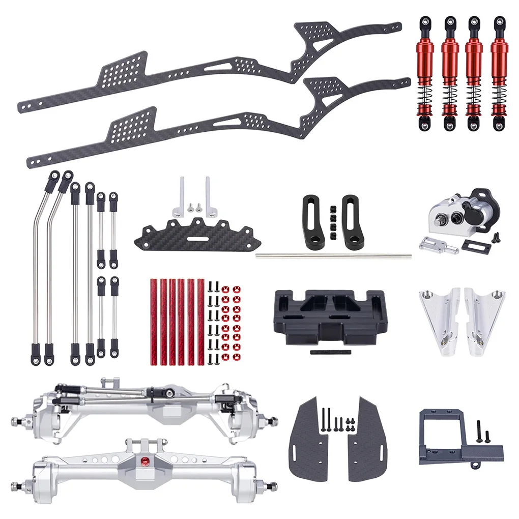 Kit de bricolaje sin montar con chasis LCG para 1/10 RC Crawlers SCX10 Capra VS4-10 con soporte Servo Skid Delrin Compatible con Gravi central bajo