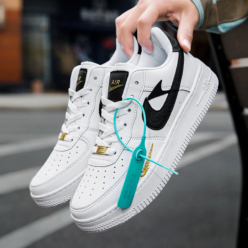 

2025Summer Breathable Comfortable Lightweight High-Quality Couple Sneakers White Shoes White Black Gold White Gray Gold35-45
