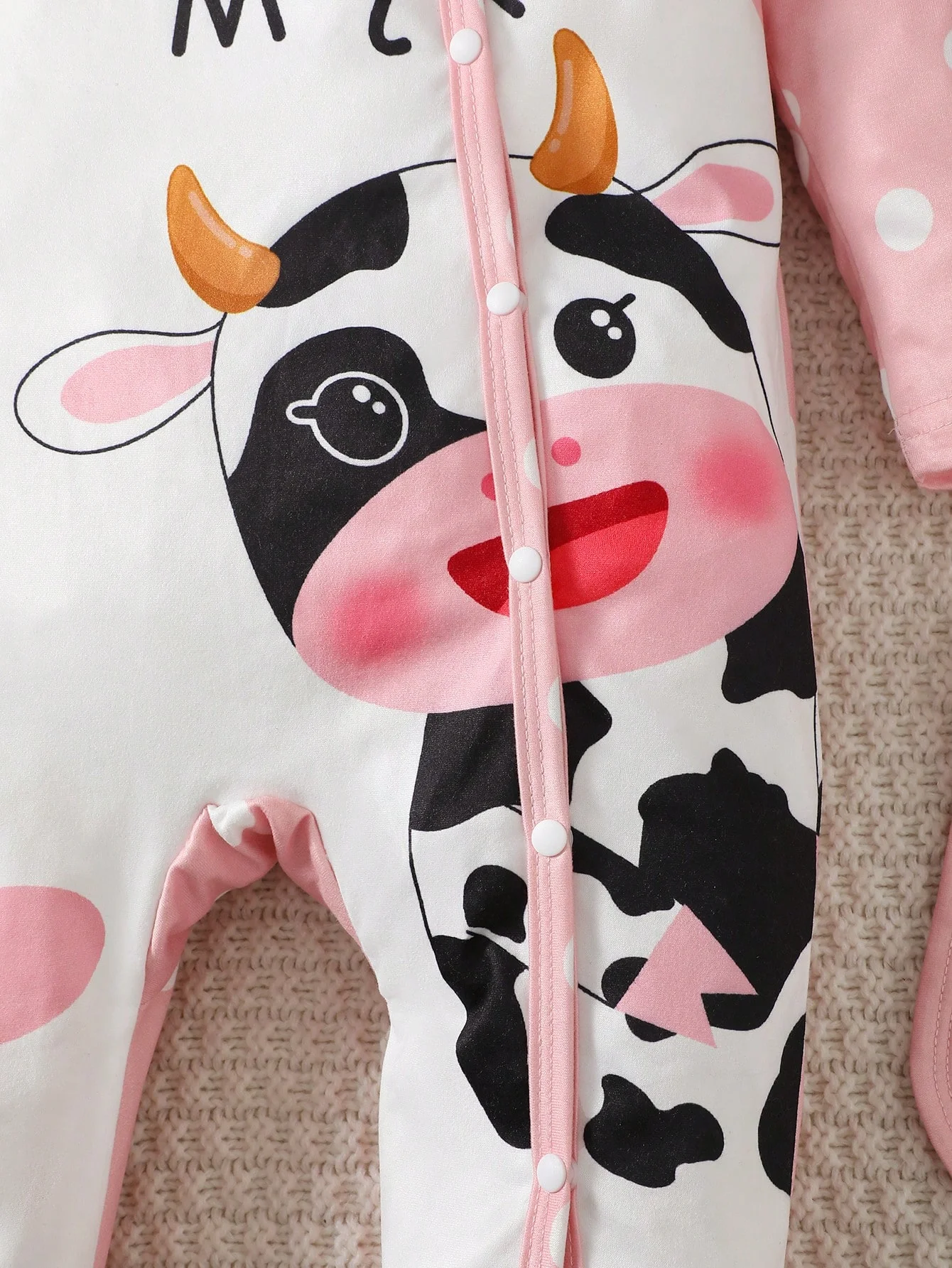 New baby Girl Long sleeved Bodysuit Cute Little Cow Circular dots Jumpsuit+Hat+Drool towel 3pc/set 0-18Months Baby Crawling suit