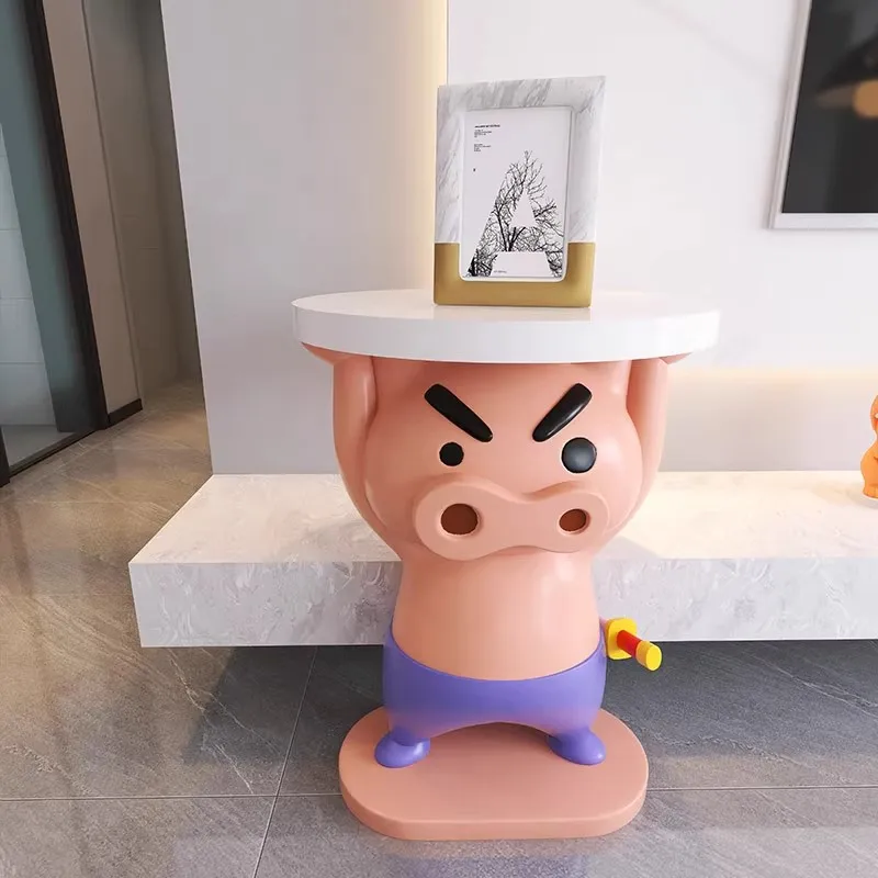 40cm Cartoon Crayon Shin-Chan Left Guard Side Table Movable Creative Nightstand Resin Ornament Living Room Bedroom Home Decor