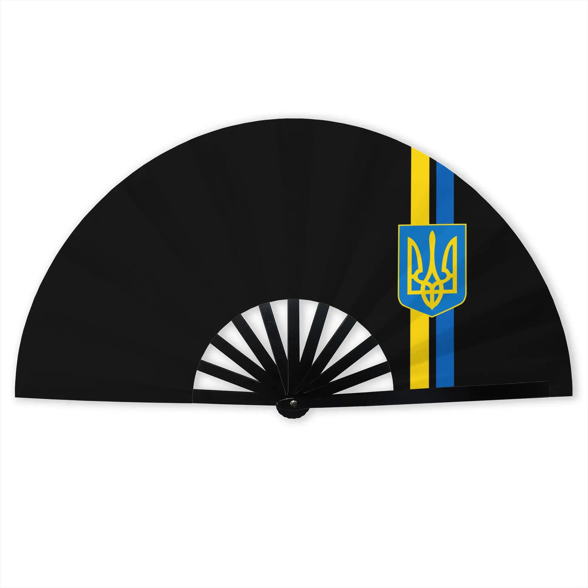 Flag Of Ukraine Stylish Hand Fan Women Ukrainian Heart Printed Polyester Fan Vintage Costume Prop Folding Fans For Wedding Party