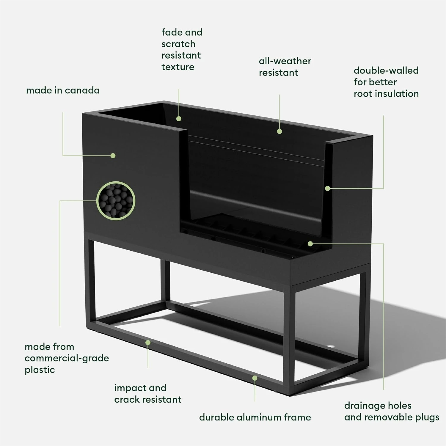Long Rectangular Raised Outdoor Planter Box with Elevated Stand, Decorative Plant Container for Flowers, Shrubs and Greenery for Patio, Balcony and Backyard
