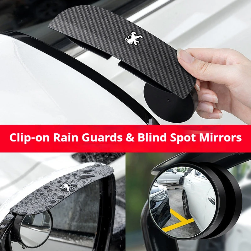 2Pcs Car rearview mirror rain eyebrow reversing small round mirror car accessories suitable for Peugeot 206 207 208 307 308 407