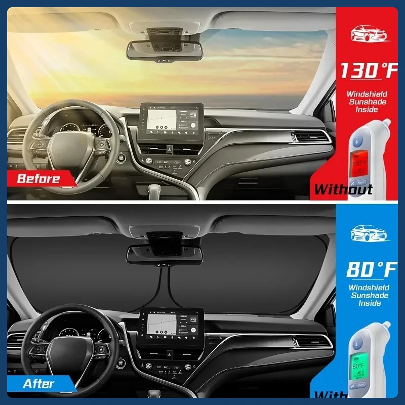 Windshield Sunshade Compatible for Mitsubishi Pajero Sun Visor Front Window Sun Shade Cover ,Easy To Install UV Heat Protector