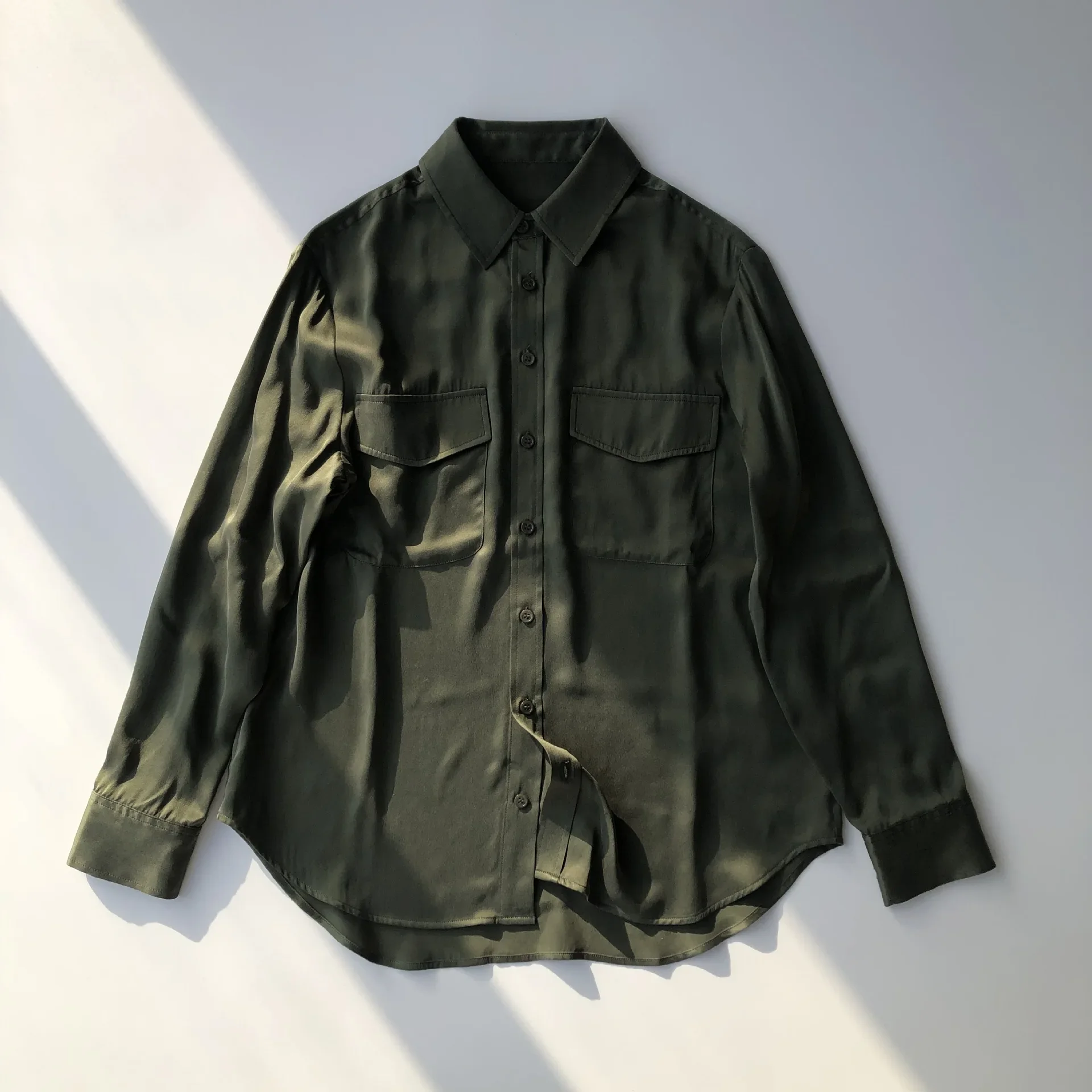 Australijska koszula jedwabna w stylu indie, miękka, prana piaskiem, 100% jedwab, długi rękaw, damskie bluzki, luźny krój, koszula z kołnierzykiem, codzienne koszule i bluzki.