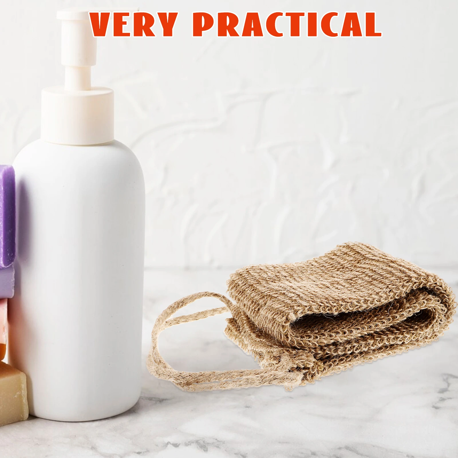 

Jute Back Scrubber Bath Towel Shower Body Peeling Exfoliator Soft Handle Design Natural Material Multifunctional Use