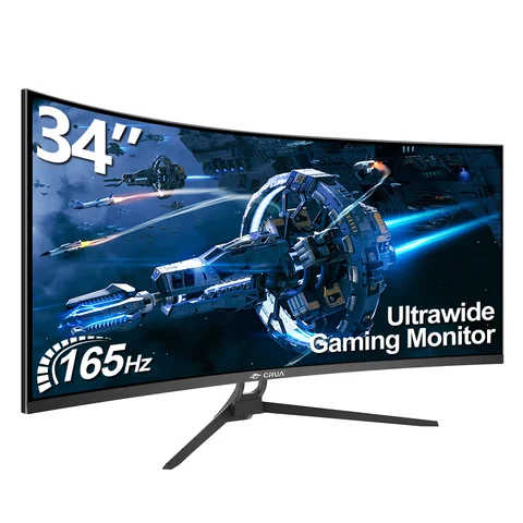 34 CRUA Gaming Monitor 34-inch Curved Ultrawide WQHD Monitor 3440 x 1440 R1500 Ultrawide Computer Monitor 144Hz VA Panel Display