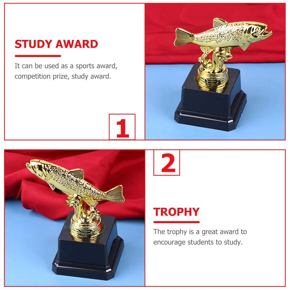 

2pcs Fish Trophy Plastic Award Trophies Kids Little Reward Prizes Creative Children Cups Party Favors Game Competition Sports