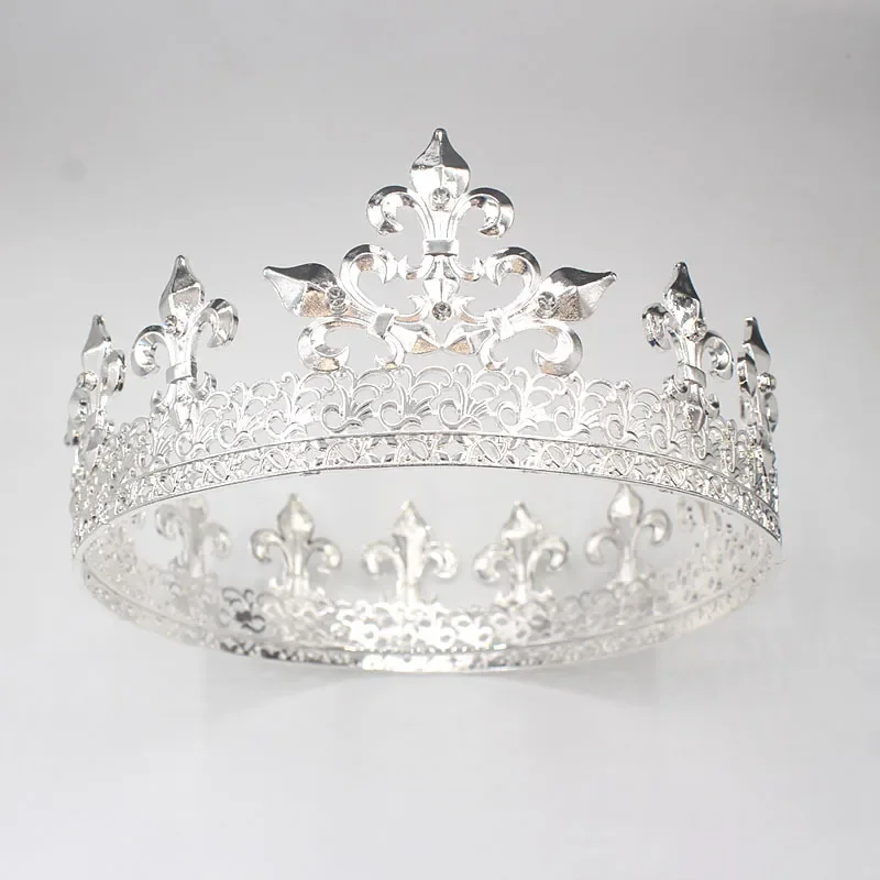 Pozłacana okrągła korona króla Queen Party Metalowa tiara Akcesoria do włosów