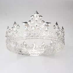 Pozłacana okrągła korona króla Queen Party Metalowa tiara Akcesoria do włosów