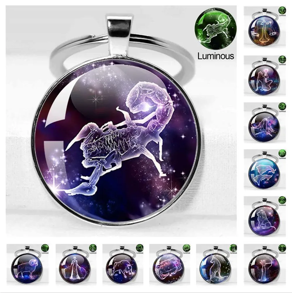 Joyería hecha a mano llavero del zodiaco 12 constelaciones llavero colgante Escorpio Sagitario Capricornio Acuario regalo de cumpleaños mujeres