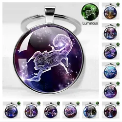 Handmade Jewelry Zodiac Keychain 12 Constellations Pendant Keyring Scorpio Sagittarius Capricorn Aquarius Birthday Gift Women