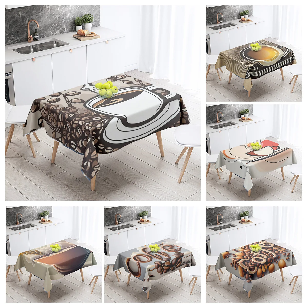 New Abstract Tea Tablecloth Waterproof and Oil-proof Dining Tablecloth Nordic Wind Bar Tablecloth Home Decoration