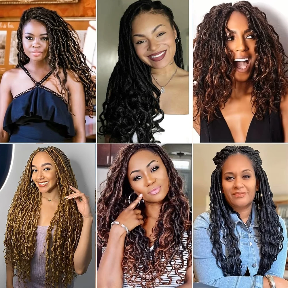 Soft & Curly Faux Locs Crochet Hair - 6pcs, Pre-Looped Goddess Braids for Women, High-Temperature Synthetic Braiding Hair image 6