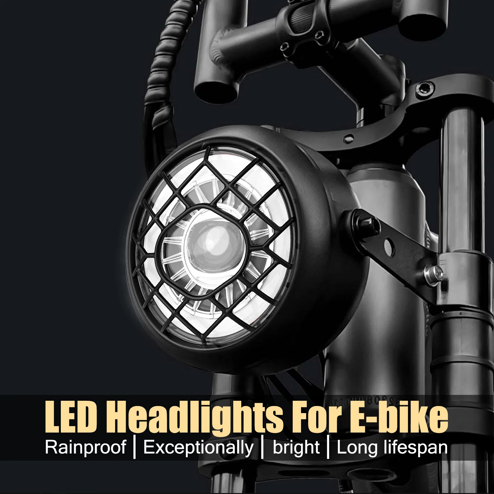 

E-Bike Headlight with Horn Waterproof Front Light Daytime Running & Low Beam for Mountain Bike Motorcycle